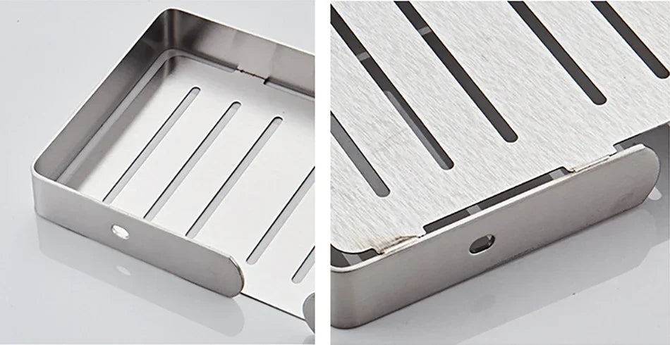 304 Stainless Steel Bathroom Shelf Wall Mounted Shower Soap Holder Shapoo Storage Organizer Rack Kitchen Bathroom Accessories