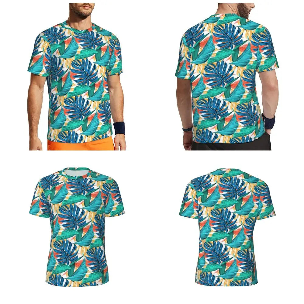Áo Thun Nam Họa Tiết Lá Nhiệt Đới Màu Sắc Cá Tính