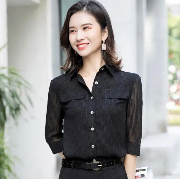 Áo Sơ Mi Nữ Công Sở Tay Lỡ Vải Voan 2022