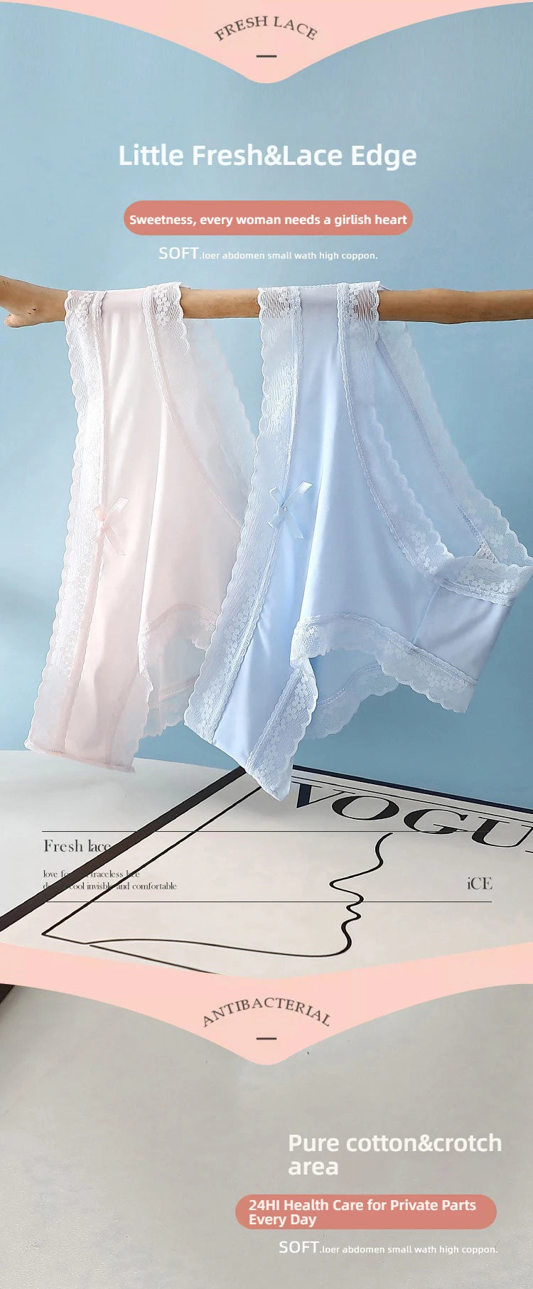 3 Pieces Women's Underwear, Thin, Cool, Sexy, Summer, Cold Silk