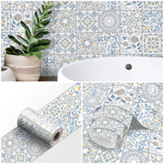 Blue White Yellow Peel &amp; Stick Tiles Wall Sticker for Bathroom Kitchen Backsplash Decorative Waistline Skirting Strip