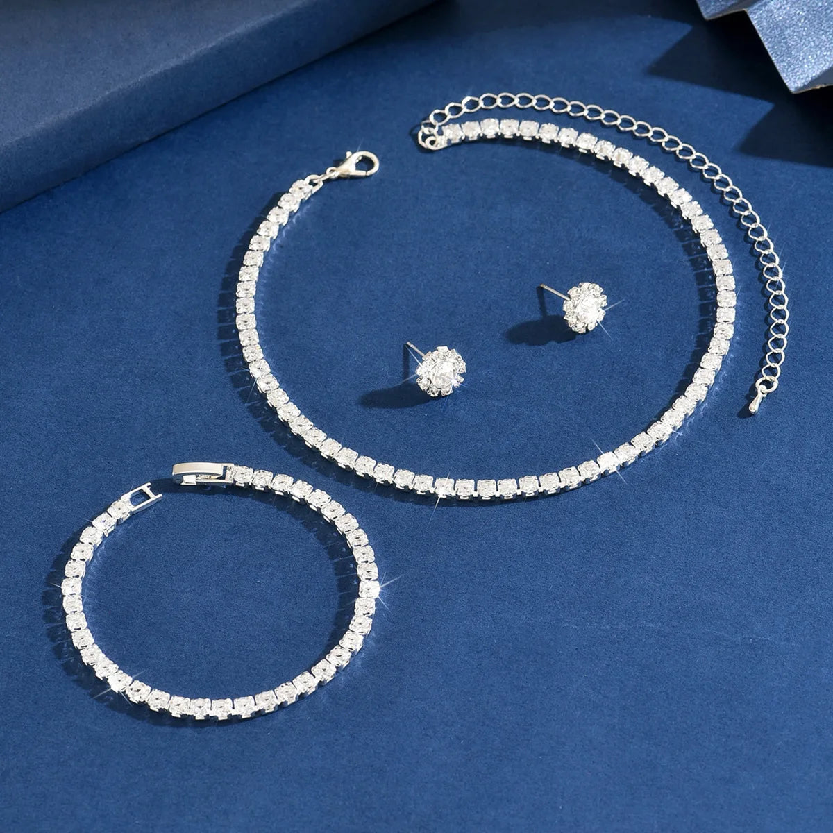 Elegant Bridal Jewelry Set - Bracelet, Earrings, Bracelet