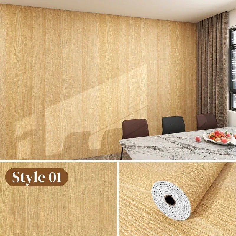 Max 40cmx10m Wood Grain Peel and Stick Thick Floor Tiles SXP Wallpaper Waterproof Vinyl Wood Flooring Mould Proof