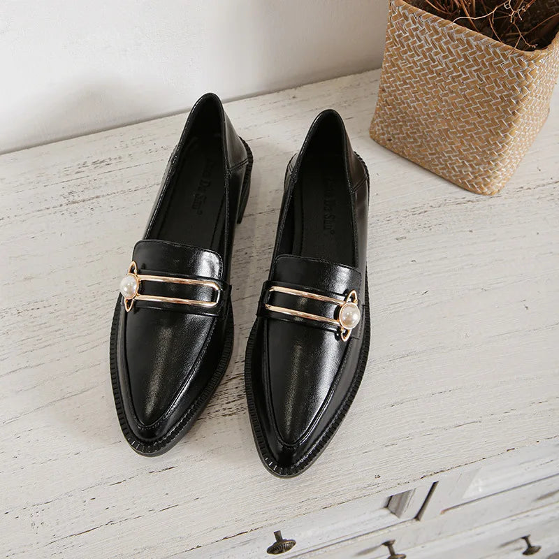 Women's Pointed Toe Chain Platform Slip-on Loafers