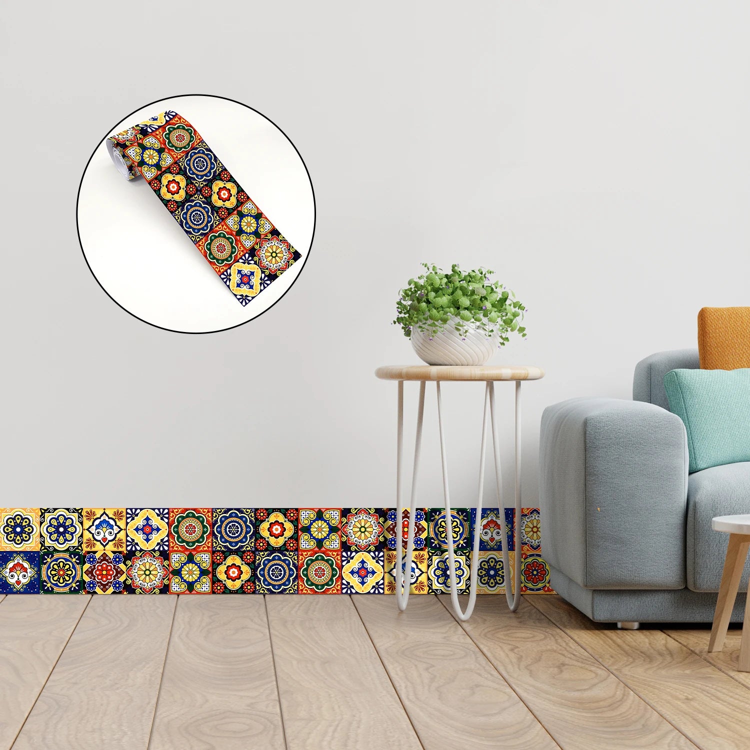 Colorful Mandala Pattern Ceramic Tile Wall Sticker Kitchen BackSplash Bathroom Waterproof Peel &amp; Stick Home Decor Art Wallpaper