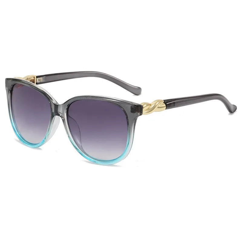 Cycling New Round Alloy Women Sunglasses Gradient Frame Anti-UV Sun Glasses Brand Designer Simple Style Shades Eyeglasses UV400