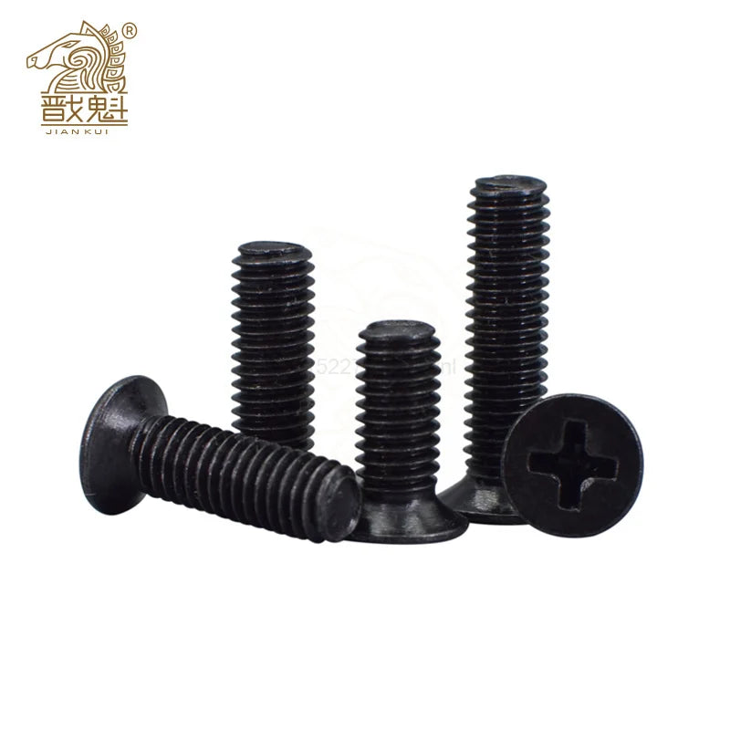 50顆 M1 M1.2 M1.4 M1.6 M2 M2.5 M3 M4 迷你微型黑色 304 不鏽鋼十字槽平頭沉頭螺絲螺栓