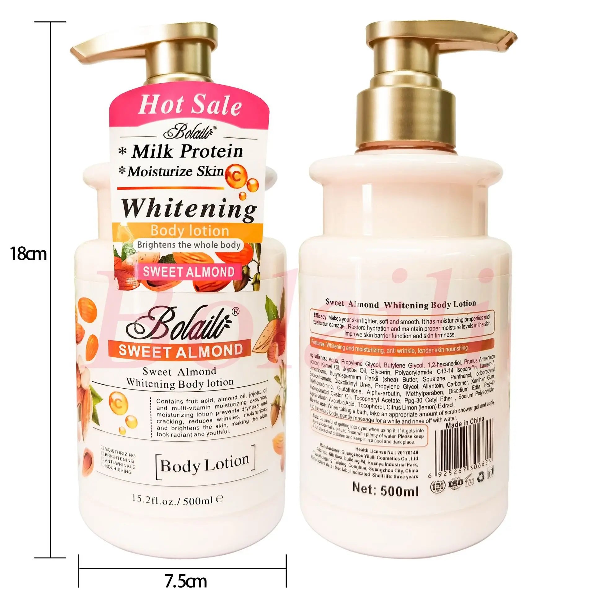 500ml Almond Whitening Body Lotion &amp; Scrub Body Wash Exfoliating Moisturizing Whitening Skin Lightening Increase Skin Radiance
