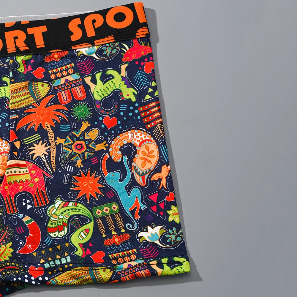 Breathable graffiti men's underwear - Convenient 3-piece set