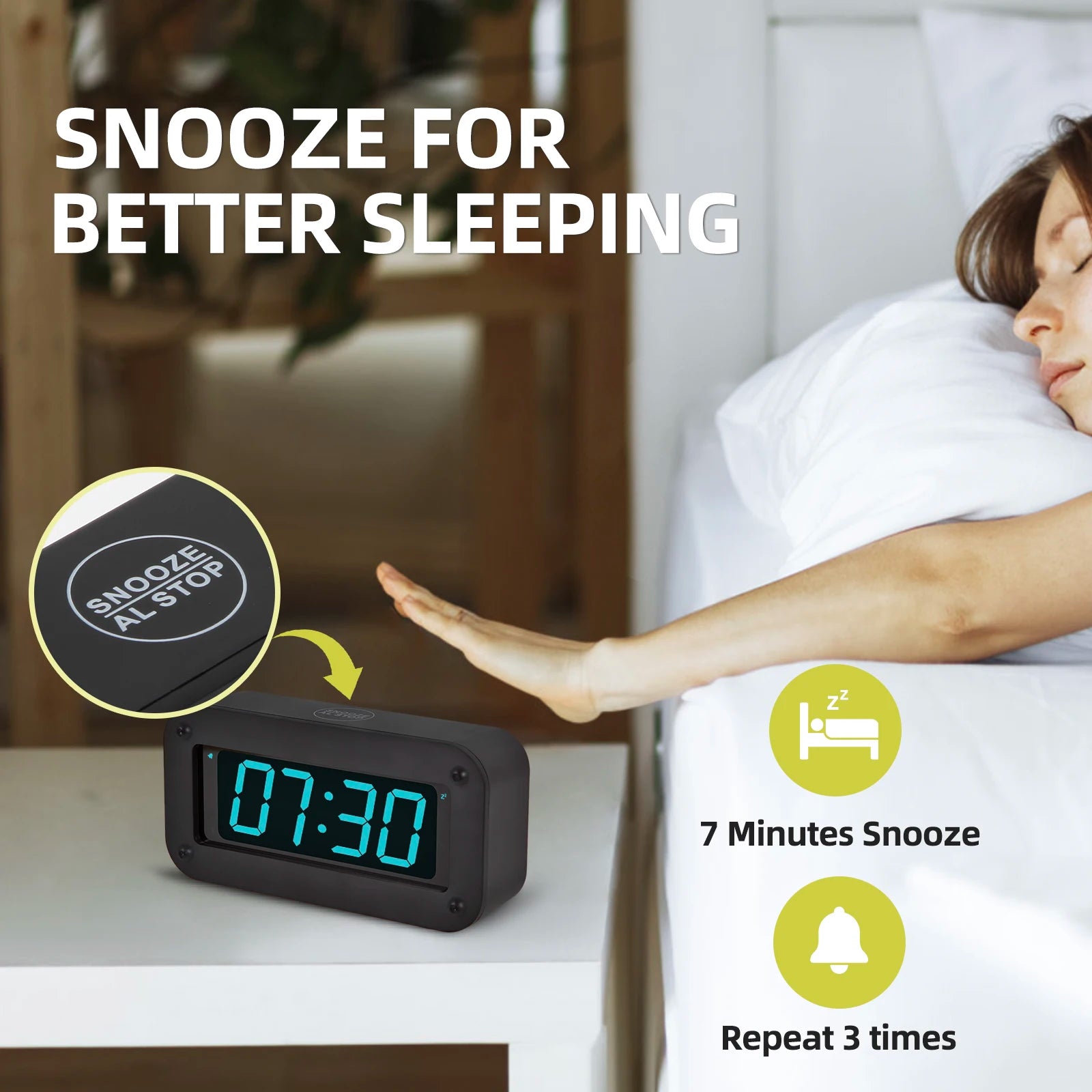 Đồng hồ báo thức mini đa năng, pin & cáp, sáng tùy chỉnh