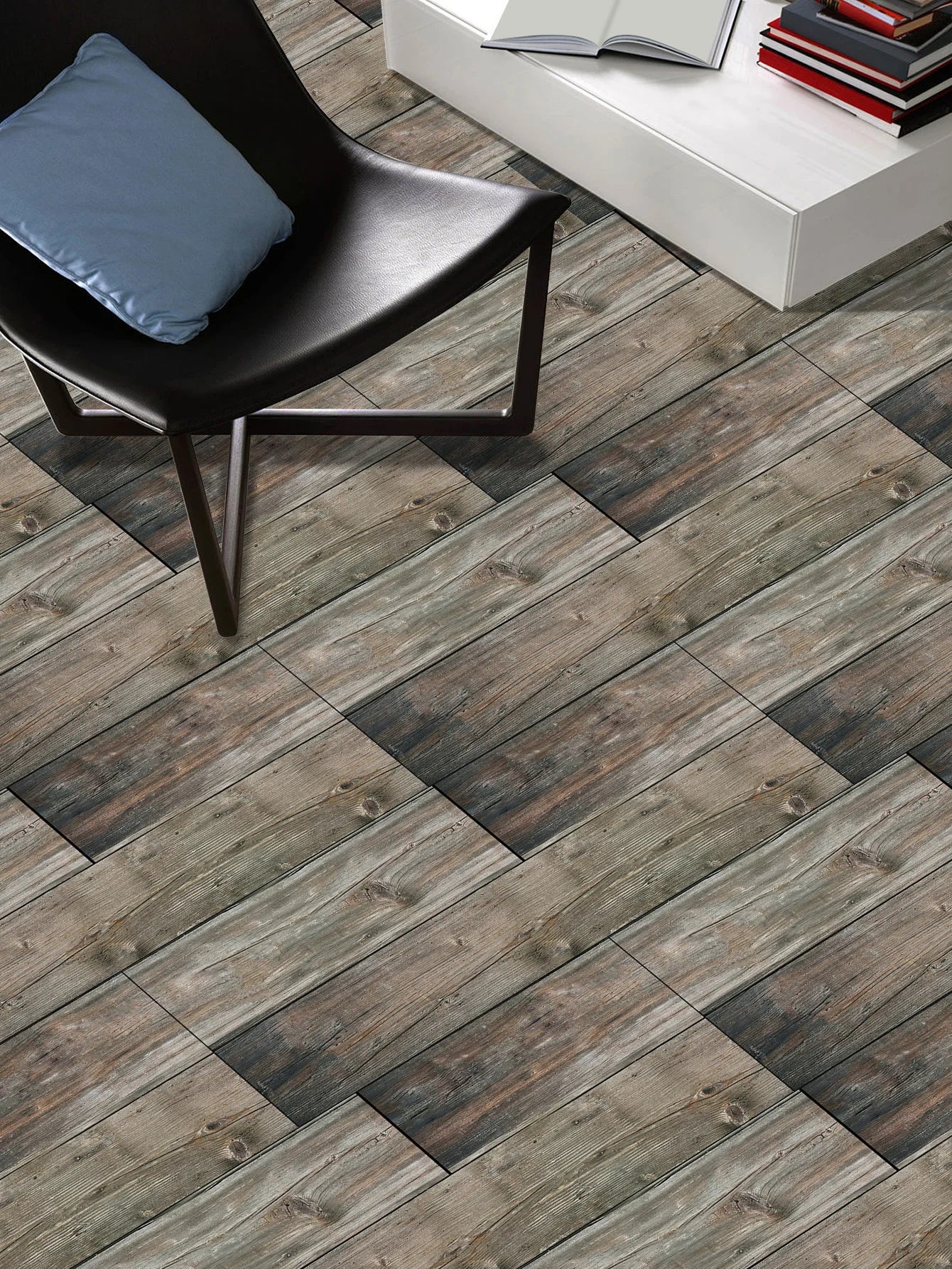 Classic White Wood Grain Floor Tiles Peel Stick Waterproof Home Kitchen Living Room Floor Renovation Self Adhesive Wallpaper