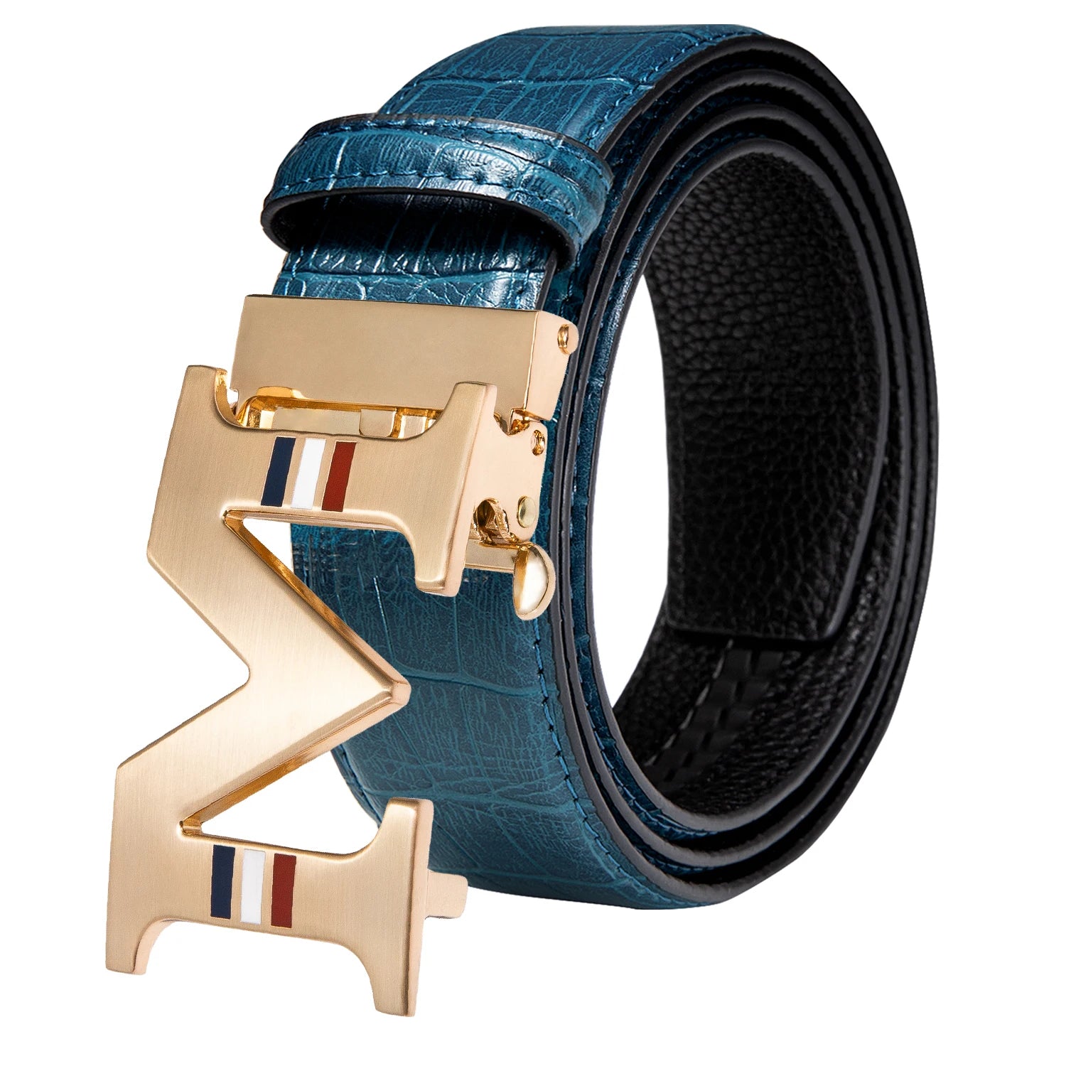 Green Crocodile Leather Belt with Automatic Gold Buckle 2020