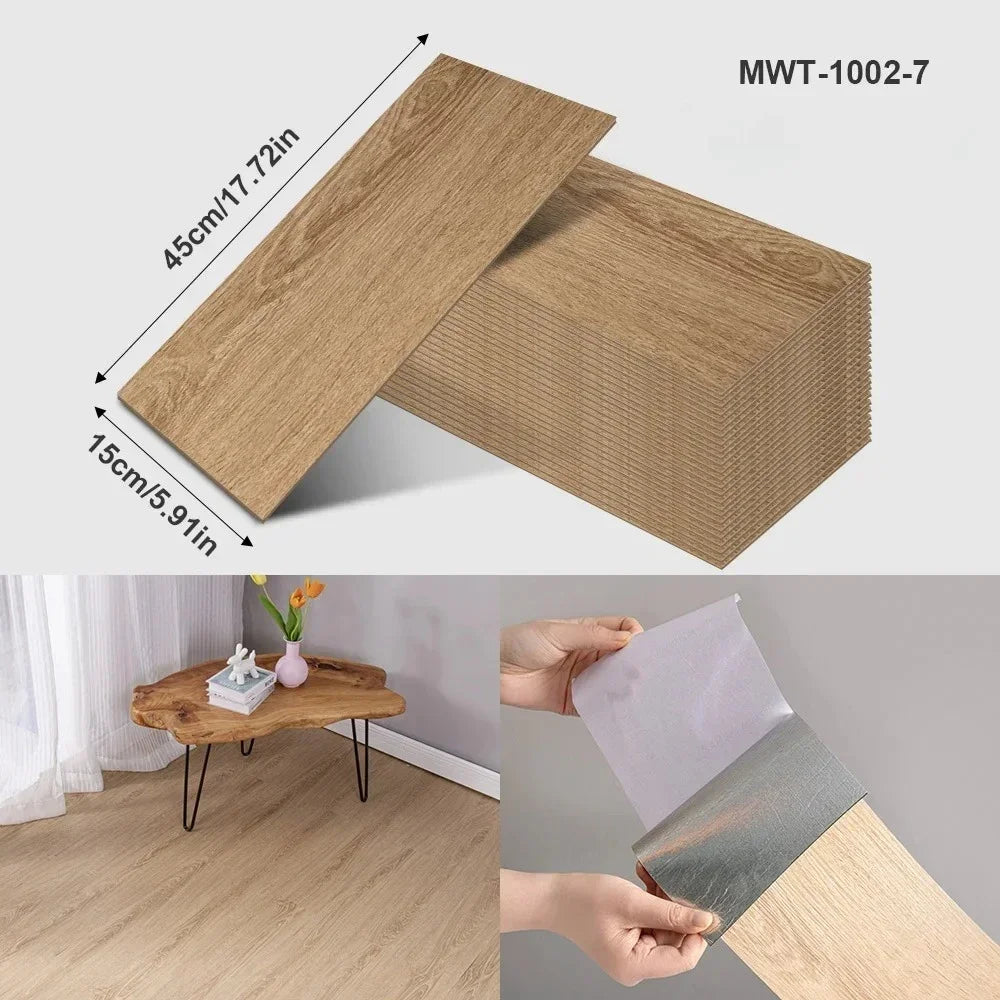 45x15cm Floor Sticker Wall Sticker Modern Self-adhesive Thick PVC Wood Grain Floor Sticker Living Room Bedroom Decoration