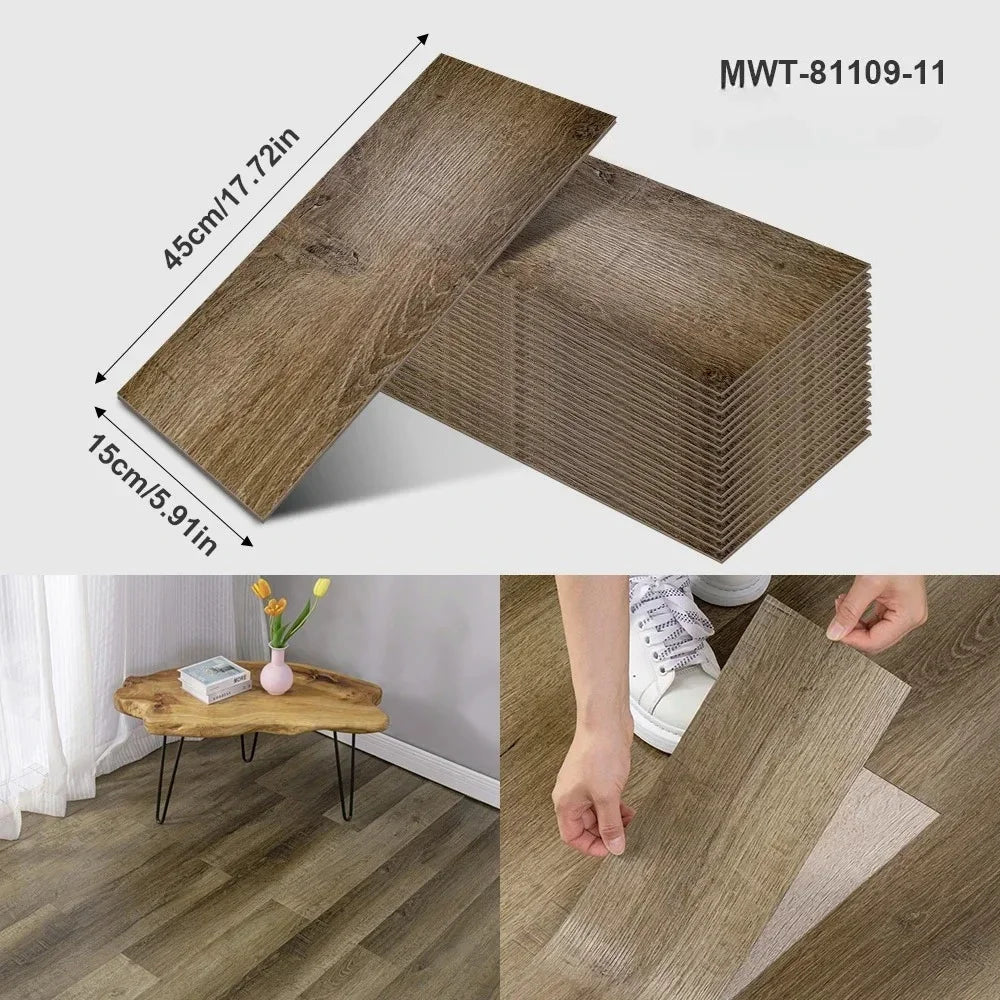 45x15cm Floor Sticker Wall Sticker Modern Self-adhesive Thick PVC Wood Grain Floor Sticker Living Room Bedroom Decoration
