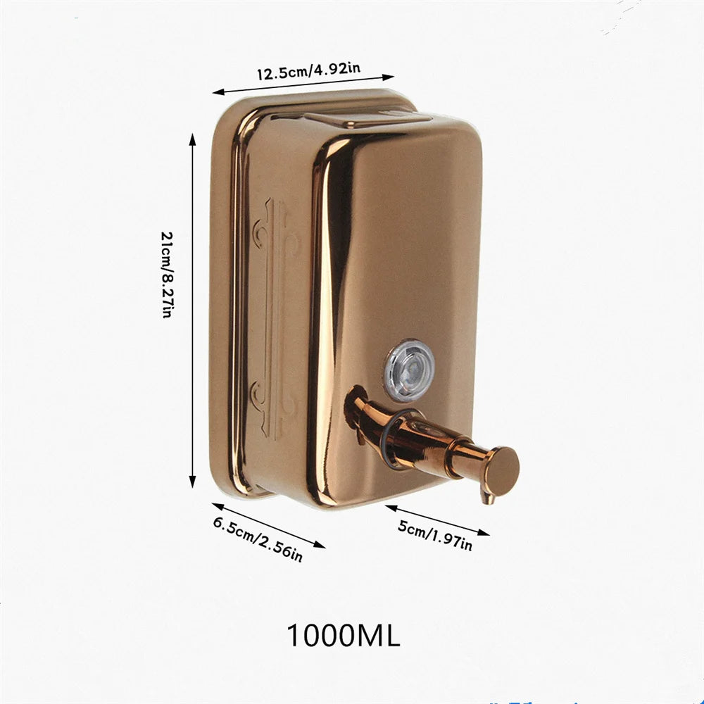 Bình Xà Phòng Treo Tường Inox 304 Mạ Vàng Hồng Cổ - Daisan Mart