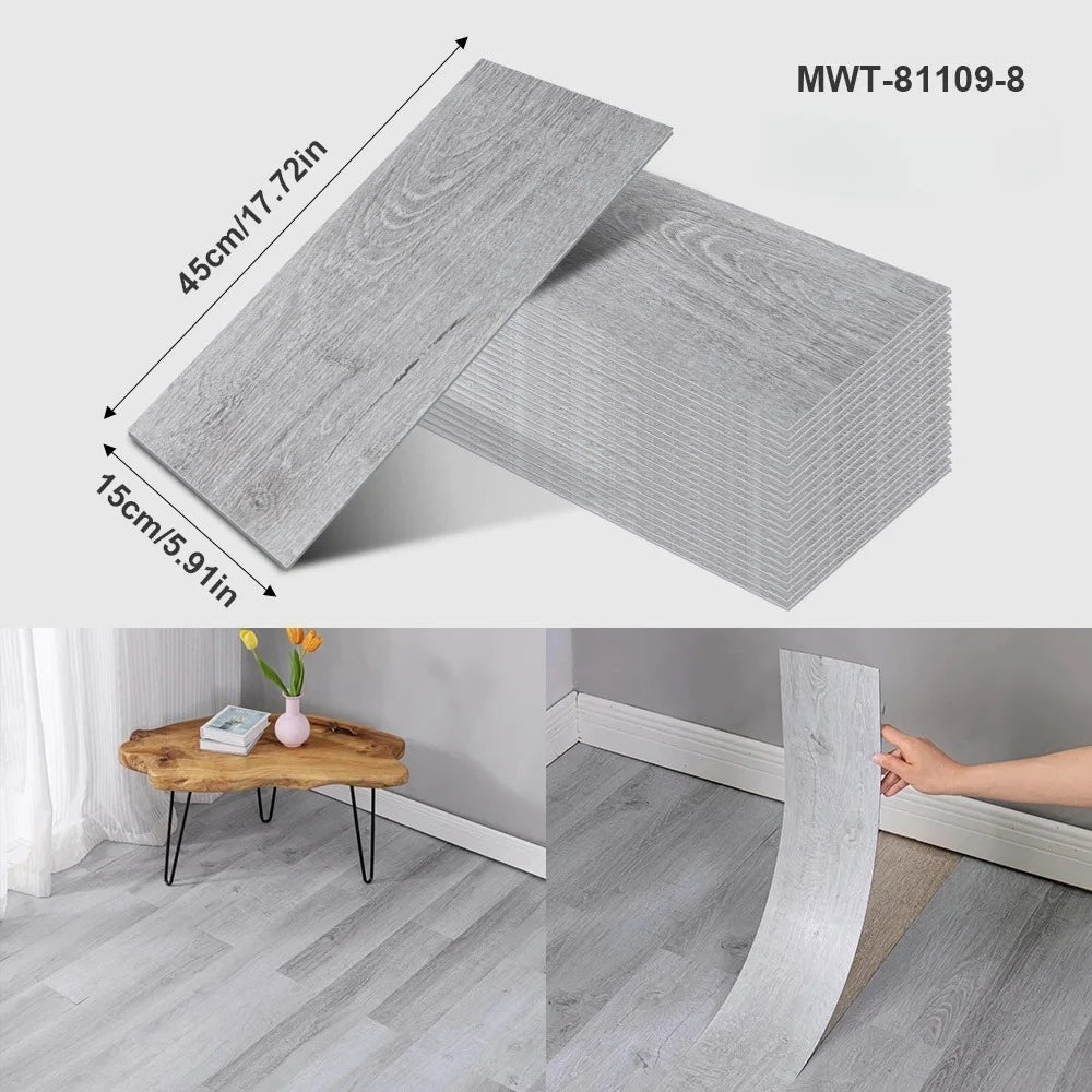 Thicken Wood Grain Floor Sticker Industrial Cement PVC Vinyl Floor Sticker Self-adhesive Waterproof Tile Sticker Home Decor