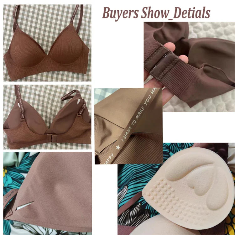 Sexy women's bra without underwire, deep V neck, personality straps