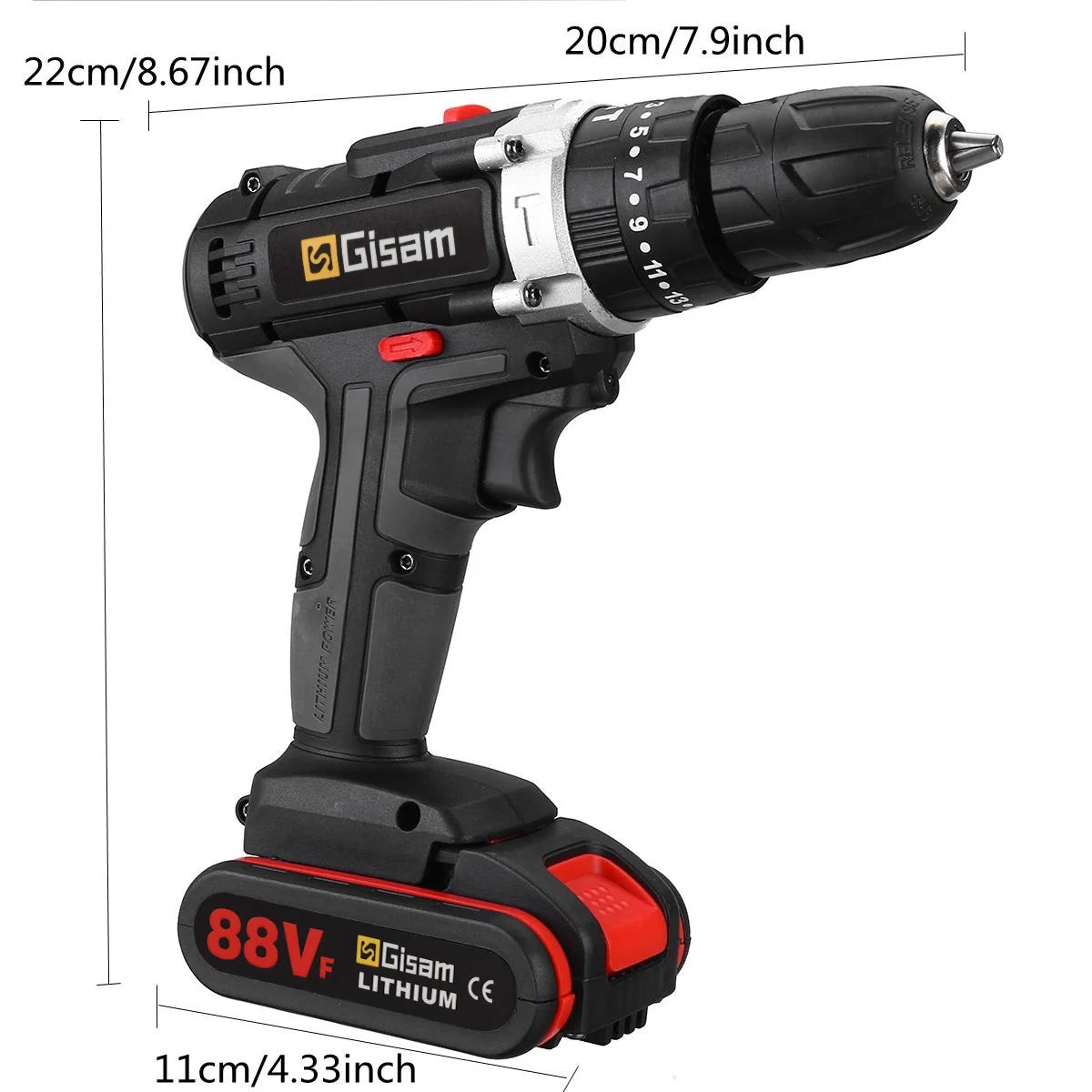 21V Cordless Drill Electric Impact Drill Rechargeable Electric Screwdriver Lithium-Ion Battery 2 Speed ​​DIY Driver Power Tools