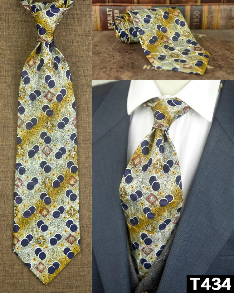 復古領帶，10厘米，100%真絲，抽象圖案