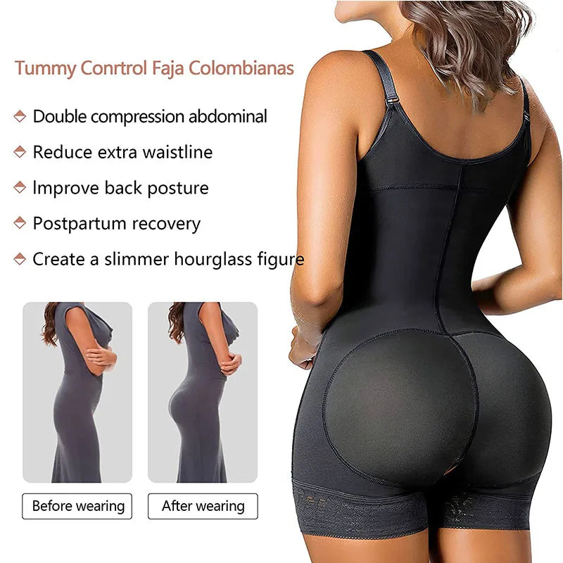 AfruliA High Compression Shapewear Tummy Control Full Body Shapers Waist Trainer Bodysuits Butt Lifter Fajas Colombianas Girdles - Daisan Mart