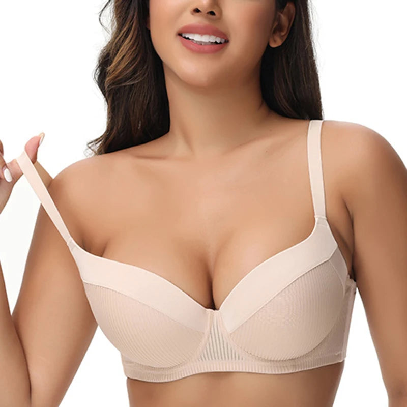 Big size women's support bra with underwire and thin foam