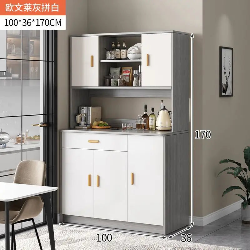 Multi-Tier Wall Mounted Integrated Kitchen Cabinet with Tea Storage