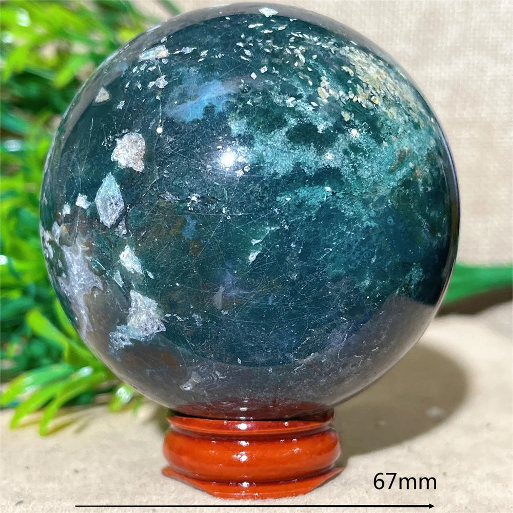 Moss Agate Ball - Spiritual Power &amp; Decoration