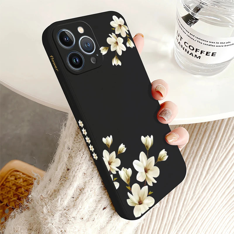 Ốp Lưng Hoa Trắng Xinh Cho iPhone Chống Sốc Silicon