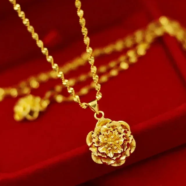 24K Real Gold Women's Necklace - Fashion Jewelry
