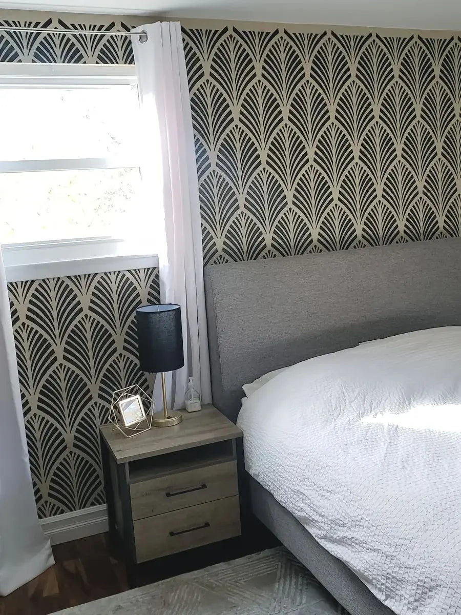 Large Palm Pattern Wall Stencil Luxury Modern Classic Wallpaper Effect Stencil, Large Painting Stencil for Walls, Floors, Fabric