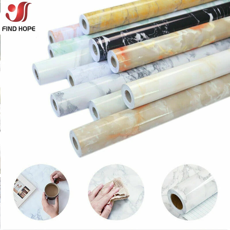 15x 39in Marble Self Adhesive Wallpaper Vinyl Film Wall Sticker Bathroom Kitchen Cupboard Room Decoration Sticky Paper Decal DIY