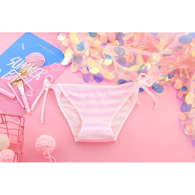 Cute Blue Pink White Kawaii Cotton Panties