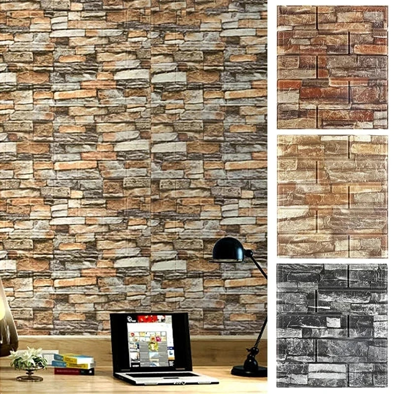 10 Pcs 3D Peel and Stick Wall Stickers Home Decor Living Room Waterproof Foam Vinyl PVC 70X77CM Self Adhesive Panels Wallpaper