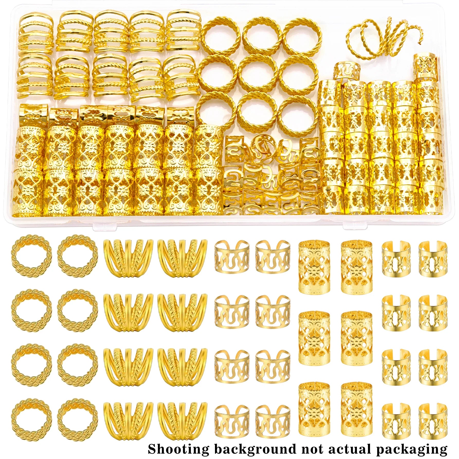 110 Piece Golden Hair Jewelry Set for Tet &amp; Dreadlocks