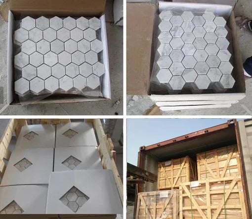 Gạch Mosaic Đá Marble Trắng Trang Trí Tường Sàn