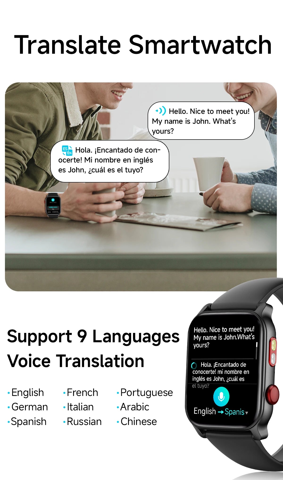 Đồng hồ thông minh AI dịch thuật đa năng IP68 100 môn thể thao