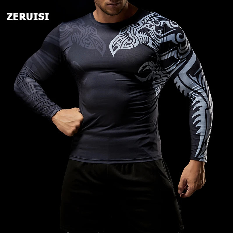Men's Long Sleeve Bodycon Gym Sports T-Shirt