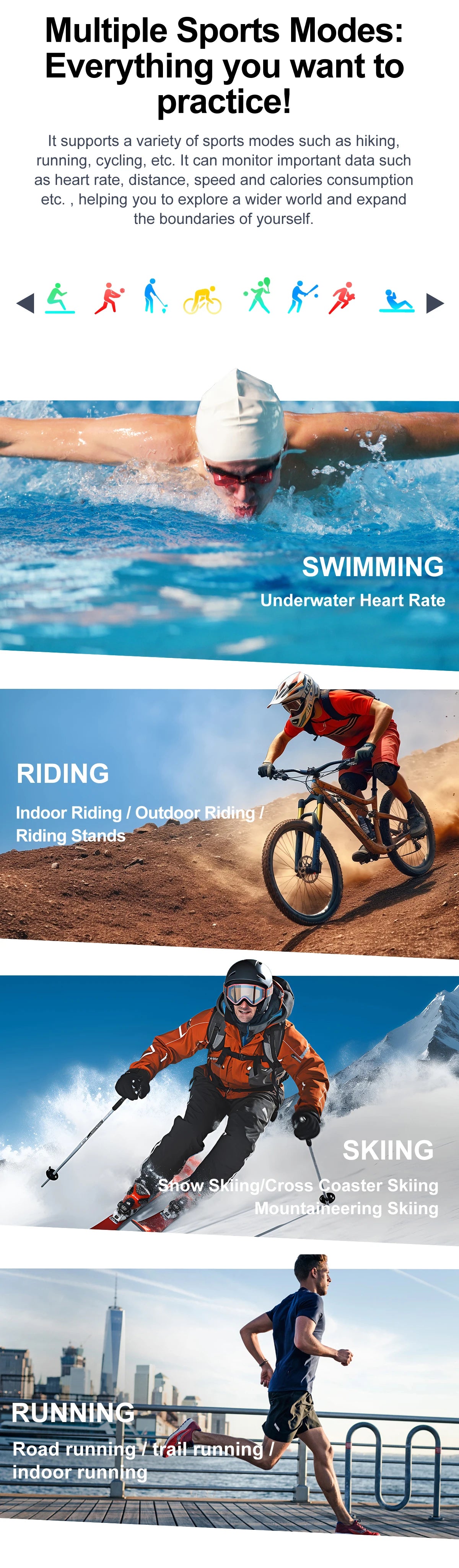 Đồng hồ thông minh AMOLED Nam - Thể thao & Đèn pin