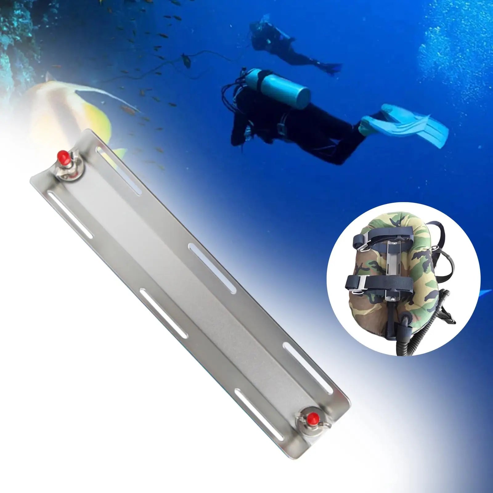 Scuba Diving Backplate 12.20inch in Length Stainless Steel with Mounting Screw for Underwater Crotch Straps Watersports Summer