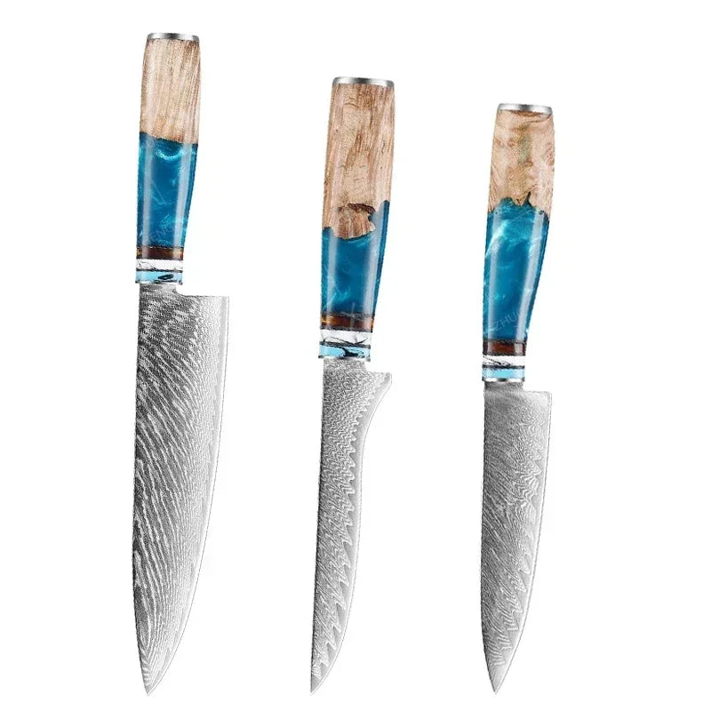 Damascus Kitchen Knife Set - Sharp and Multi-Purpose Japanese