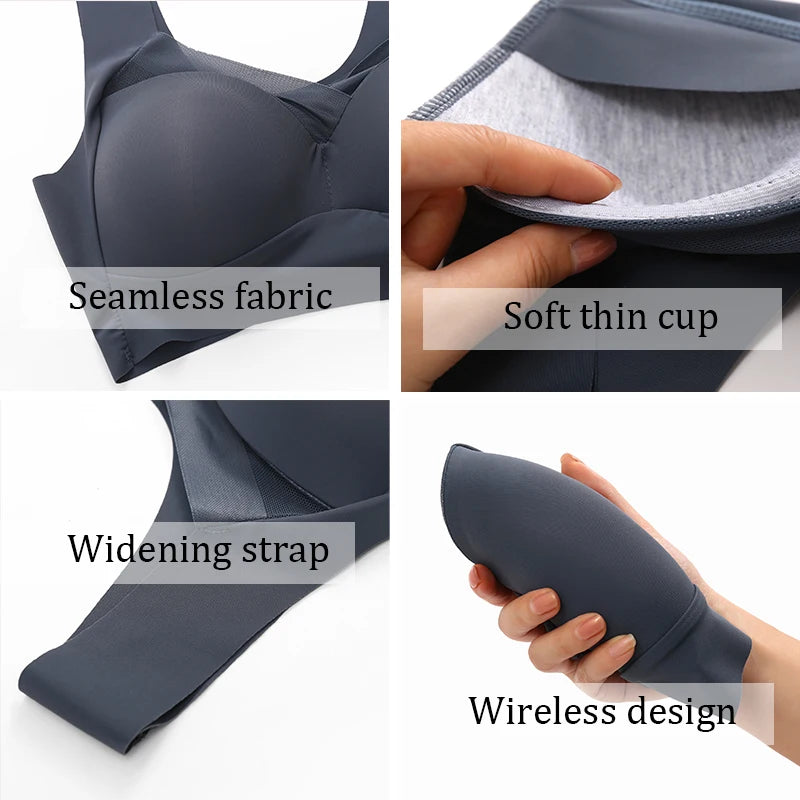 Áo Ngực Nữ Không Đường May Ren Đẩy Nâng Plus Size