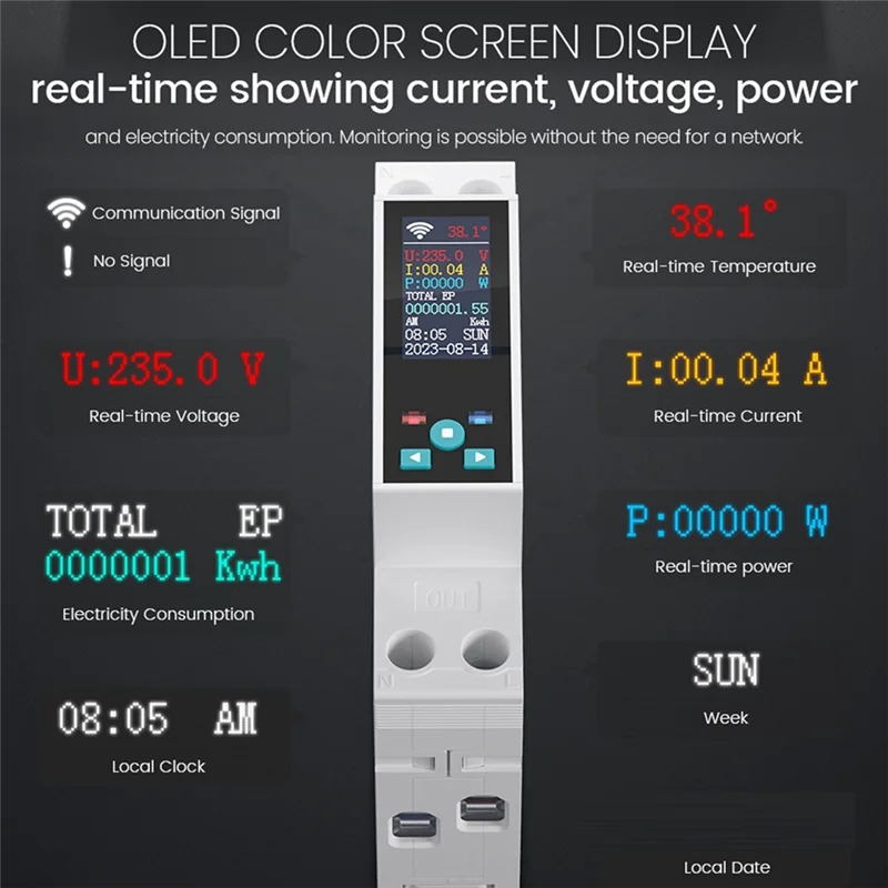 Smart WIFI Circuit Breaker Tuya LCD Electronic Kwh Meter