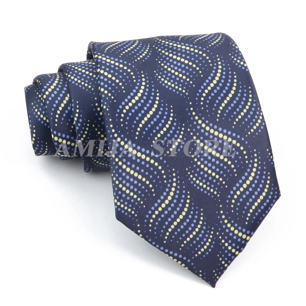 男士復古塗鴉圖案仿絲領帶 8厘米