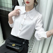 Elegant Women Shirts Woman White Shirt Long Sleeve Blouse Office Lady business Shirts Button Solid Women work Blouses Top NS5961
