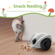 Intelligent pet feeder can be remotely controlled equipped with a camera capable of moving communication and featuring a laser