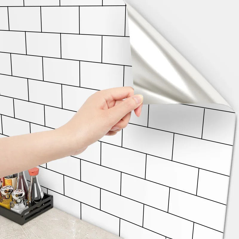Giấy Dán Tường Chống Thấm Dầu Gạch Trắng Bếp 40cm