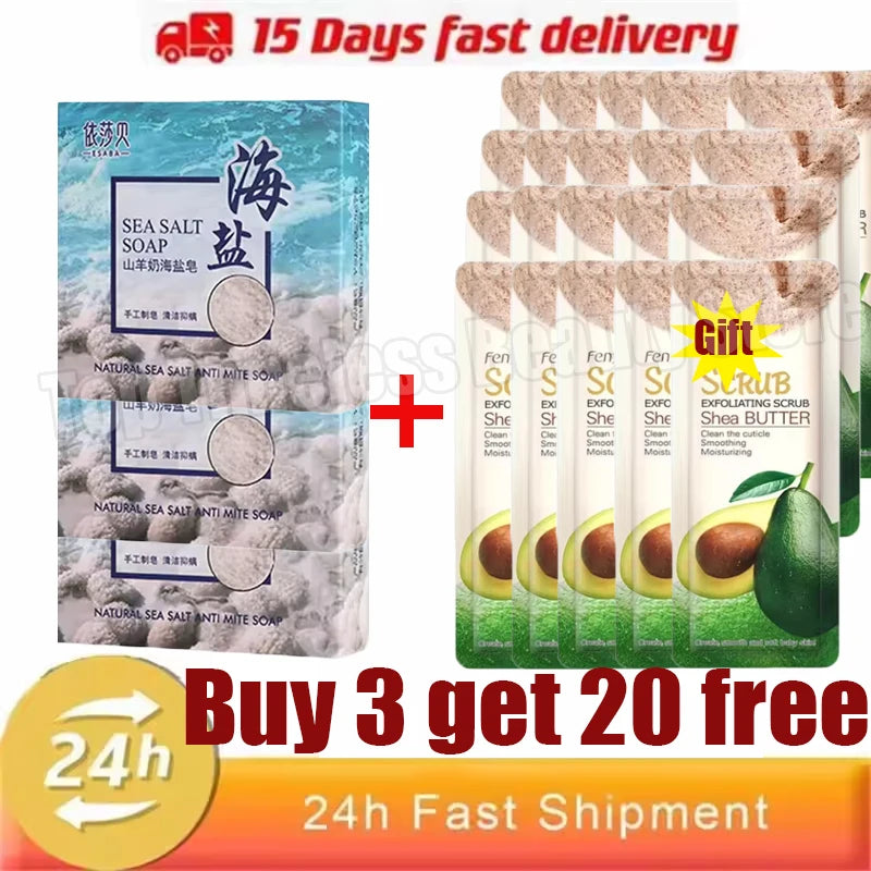 Sea Salt Body Acne Removal Soap Treatment Face Butt Back Acne Marks Smooth Repair Chicken Skin Moisturizing Whitening Skin Care