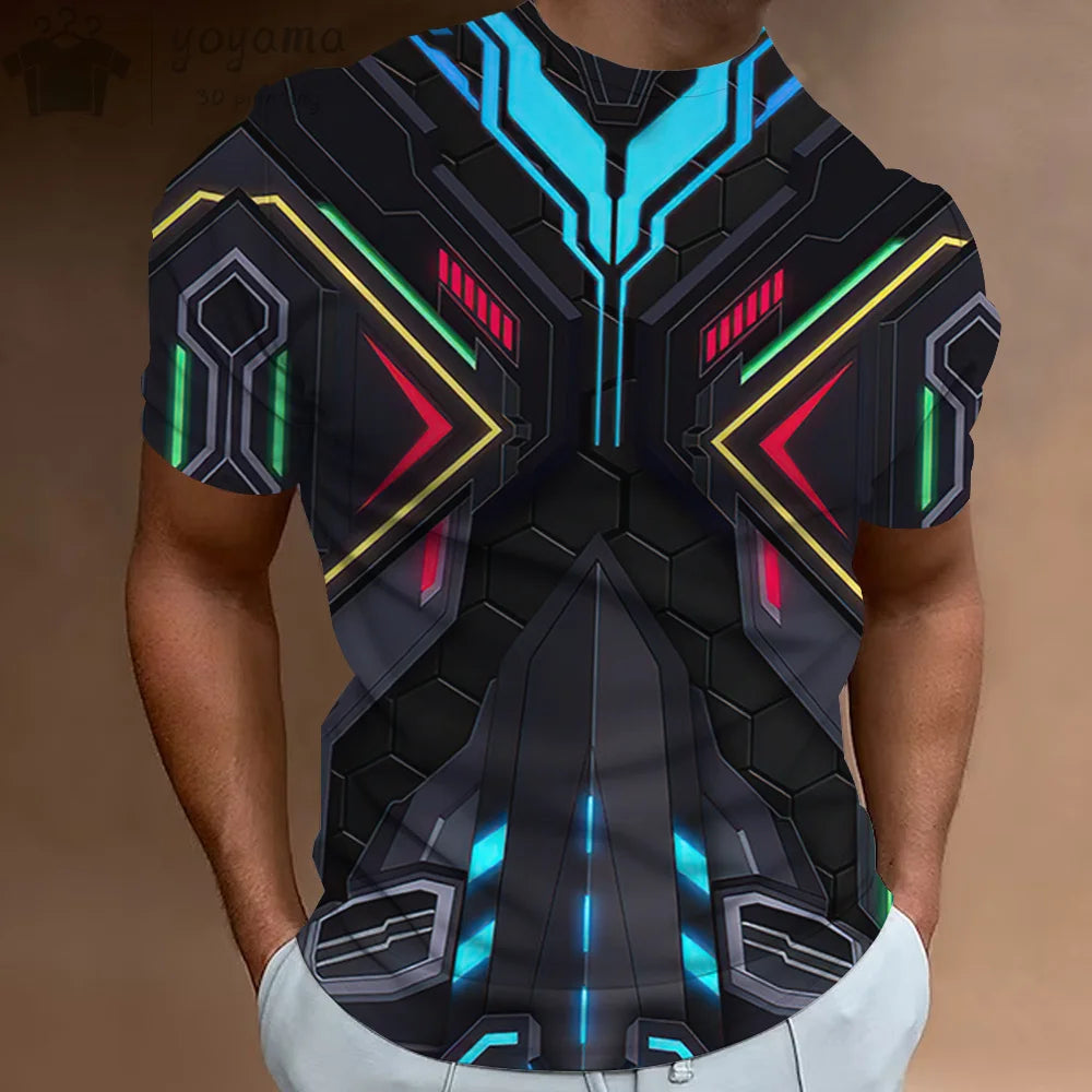 Men's Gym T-shirt with Dynamic Abstract Pattern Summer