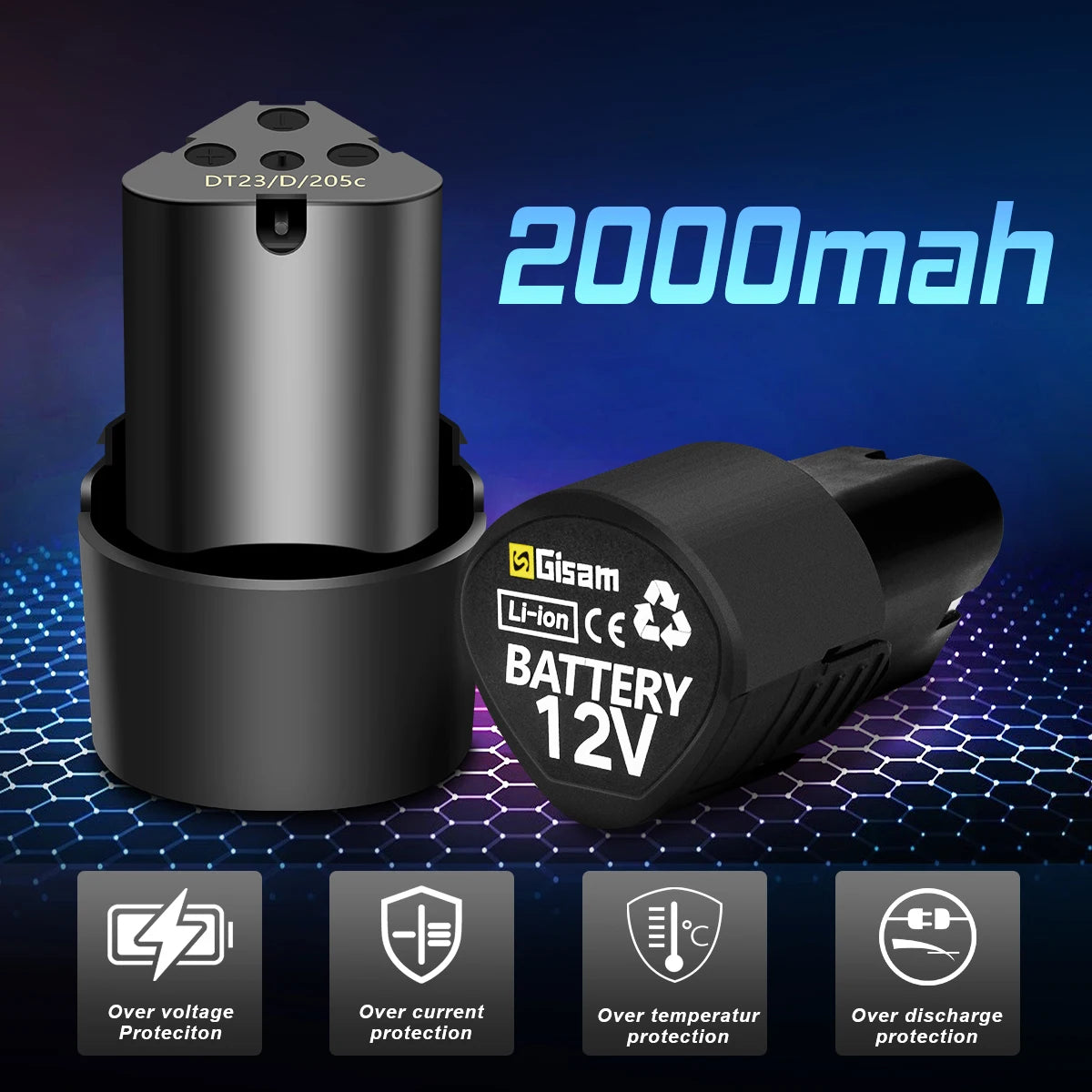 12V Brushless Electric Angle Grinder Electric Grinding Cutter Rechargeable Polishing Machine Cutting Power Tools 2000MAH Battery