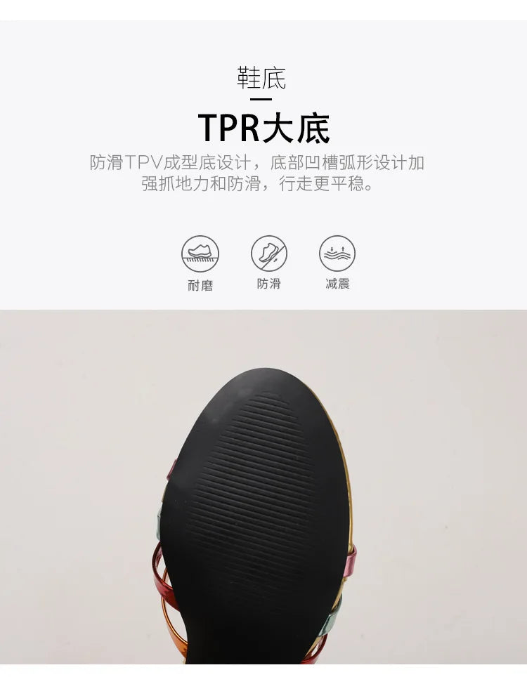 High-end Perforated Women's Flat Sandals with Fashionable Square Heels